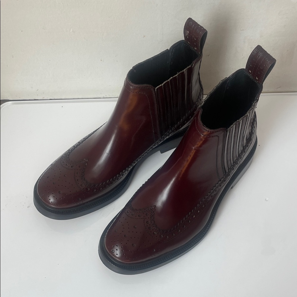 Joseph Dark Red Leather Moto Boots